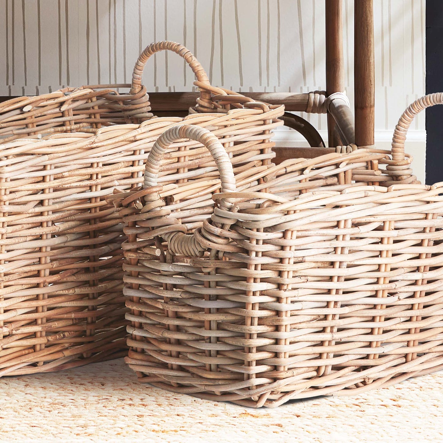 Natural gray rattan rectangular baskets (set of 2) - stylish home accent (Image2).