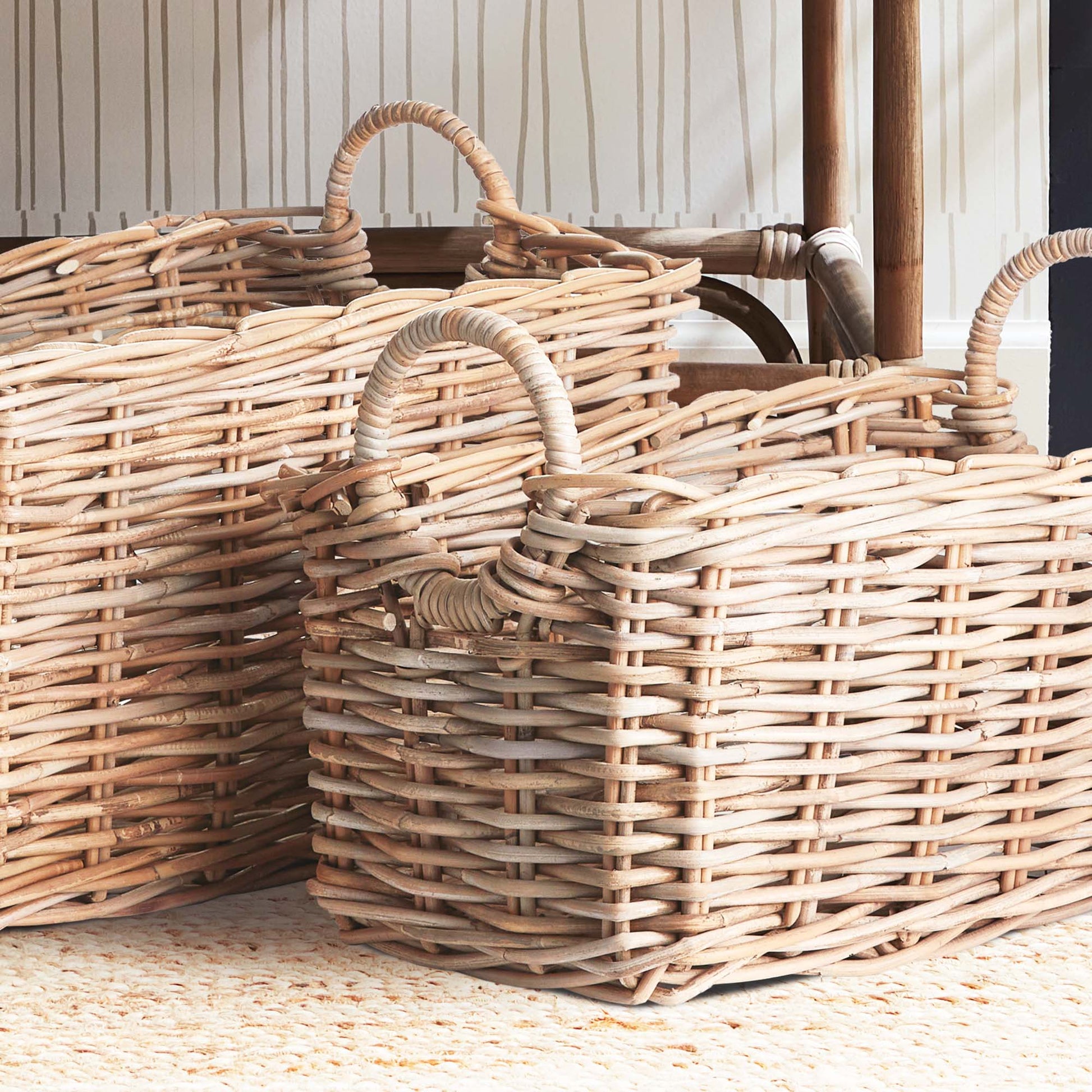 Natural gray rattan rectangular baskets (set of 2) - stylish home accent (Image2).