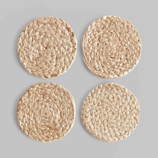 Natural jute coasters (set of 4) - stylish home accent (Image1).