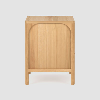 Wooden side table on a white background
