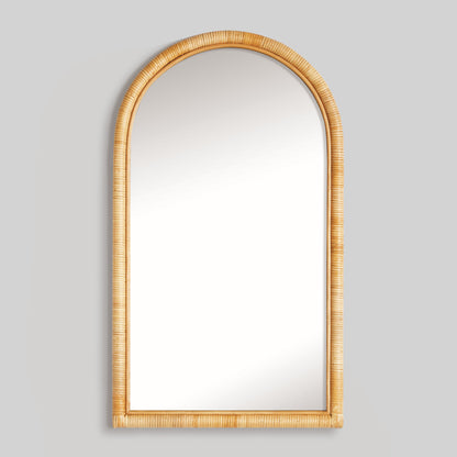 Natural rattan arched console mirror 21.5 inch - stylish home accent (Image1).