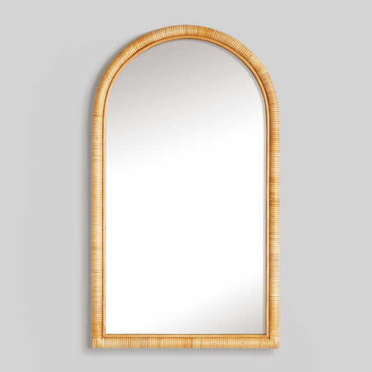 Natural rattan arched console mirror 21.5 inch - stylish home accent (Image1).