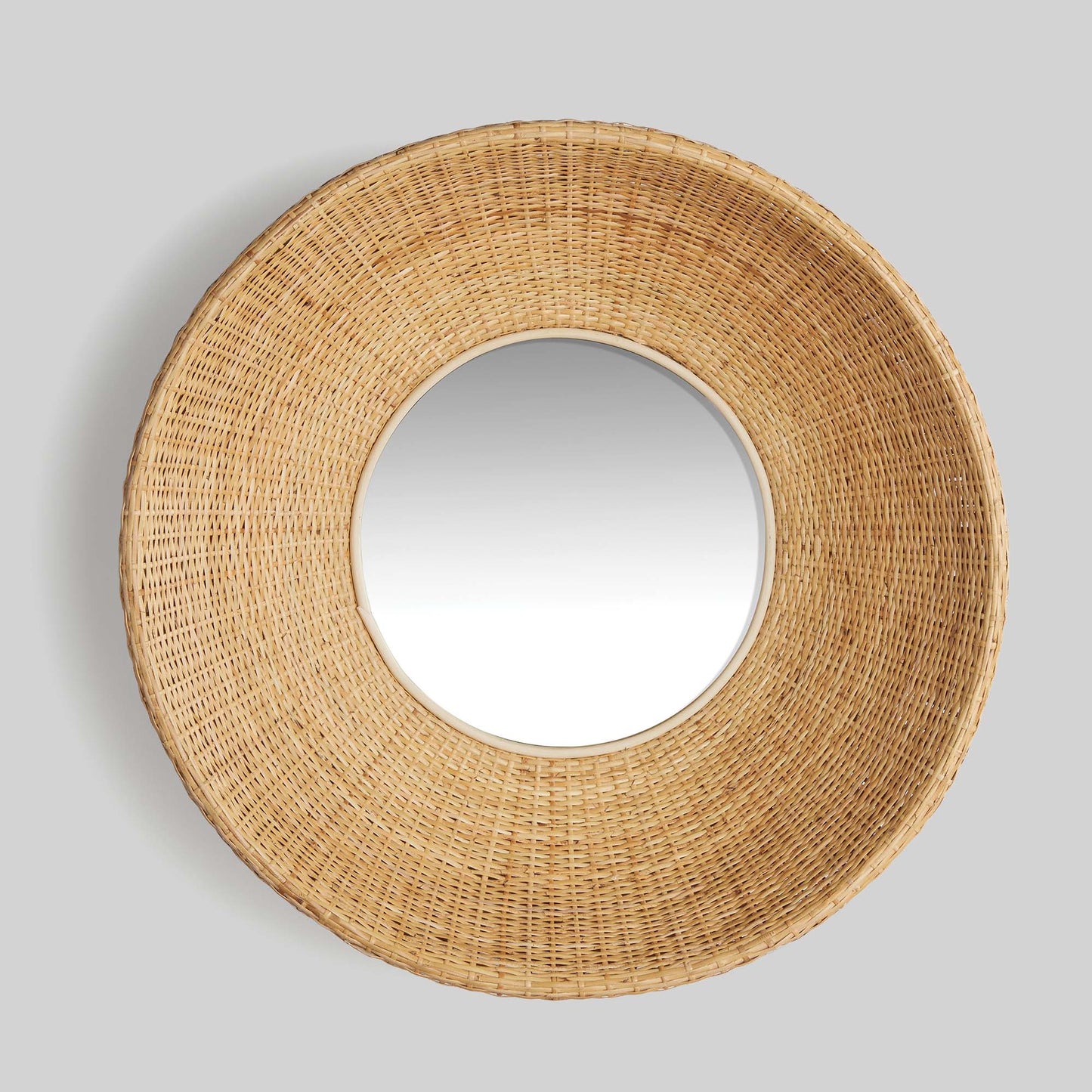 Natural rattan overscale wall mirror 39.5 inch - stylish home accent (Image1).