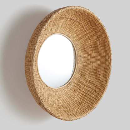 Natural rattan overscale wall mirror 39.5 inch - stylish home accent (Image3).