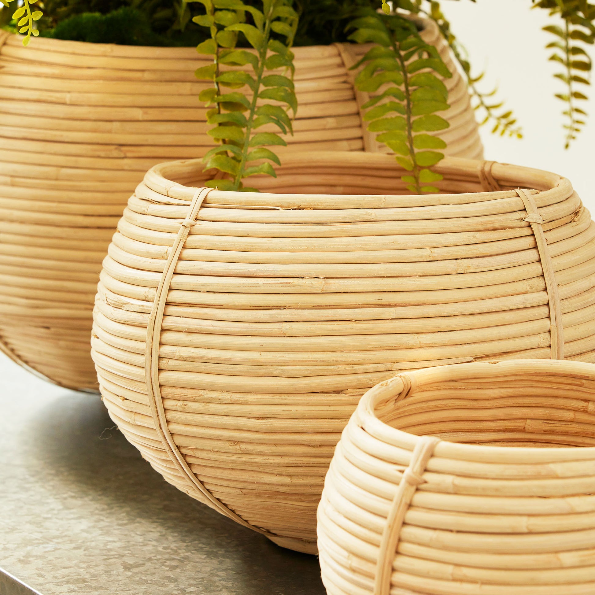 Natural rattan plant baskets (set of 3) - stylish home accent (Image2).