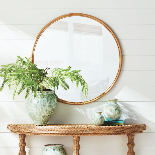 Natural rattan round large mirror 39.5 inch - stylish home accent (Image4).