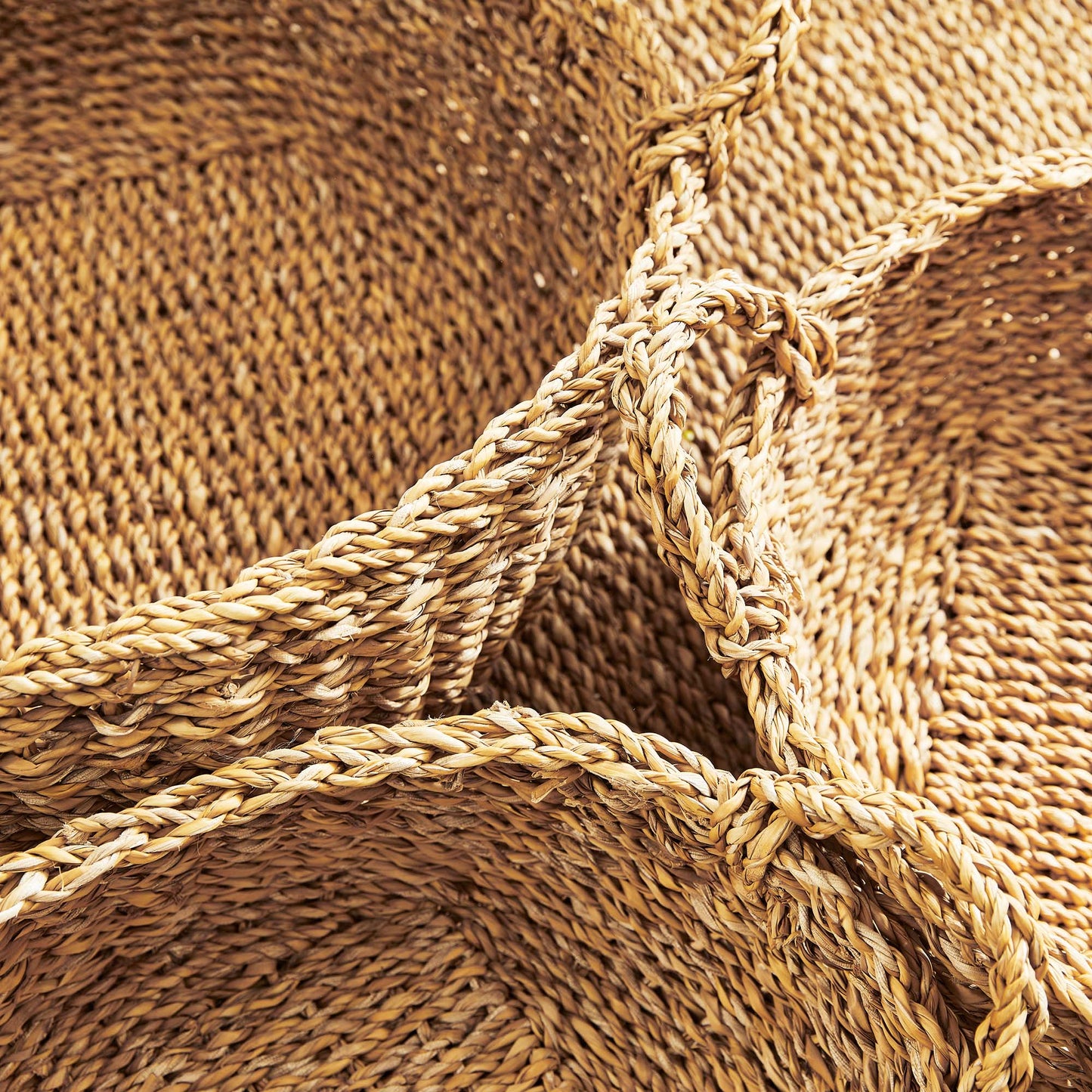 Natural seagrass shallow baskets with handles (set of 3) - stylish home accent (Image2).