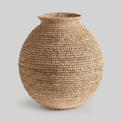 Natural woven corn husk large vase 18.75 inch - stylish home accent (Image1).