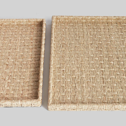 Natural woven rivergrass large nesting trays (set of 2) - stylish home accent (Image2).