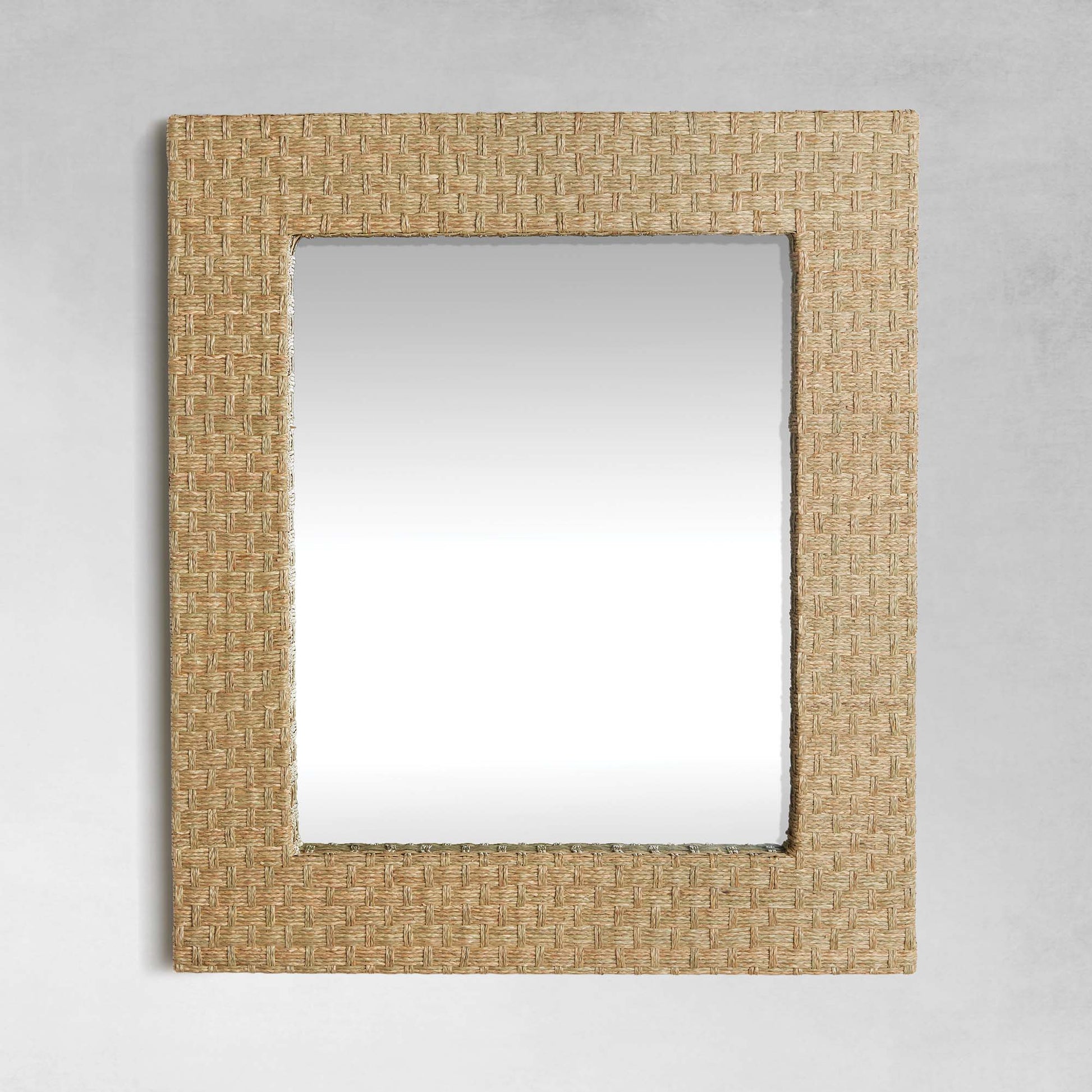 Natural woven seagrass 38 inch mirror - stylish home accent (Image1).