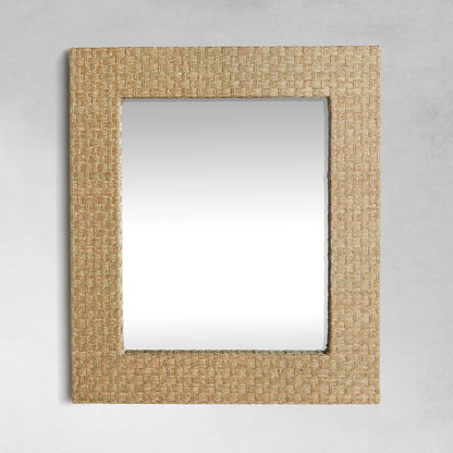 Natural woven seagrass 38 inch mirror - stylish home accent (Image1).