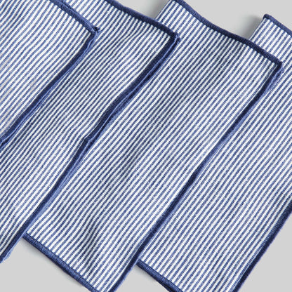 Navy blue and white pinstripe cotton cocktail napkins (set of 4) - stylish home accent (Image3).