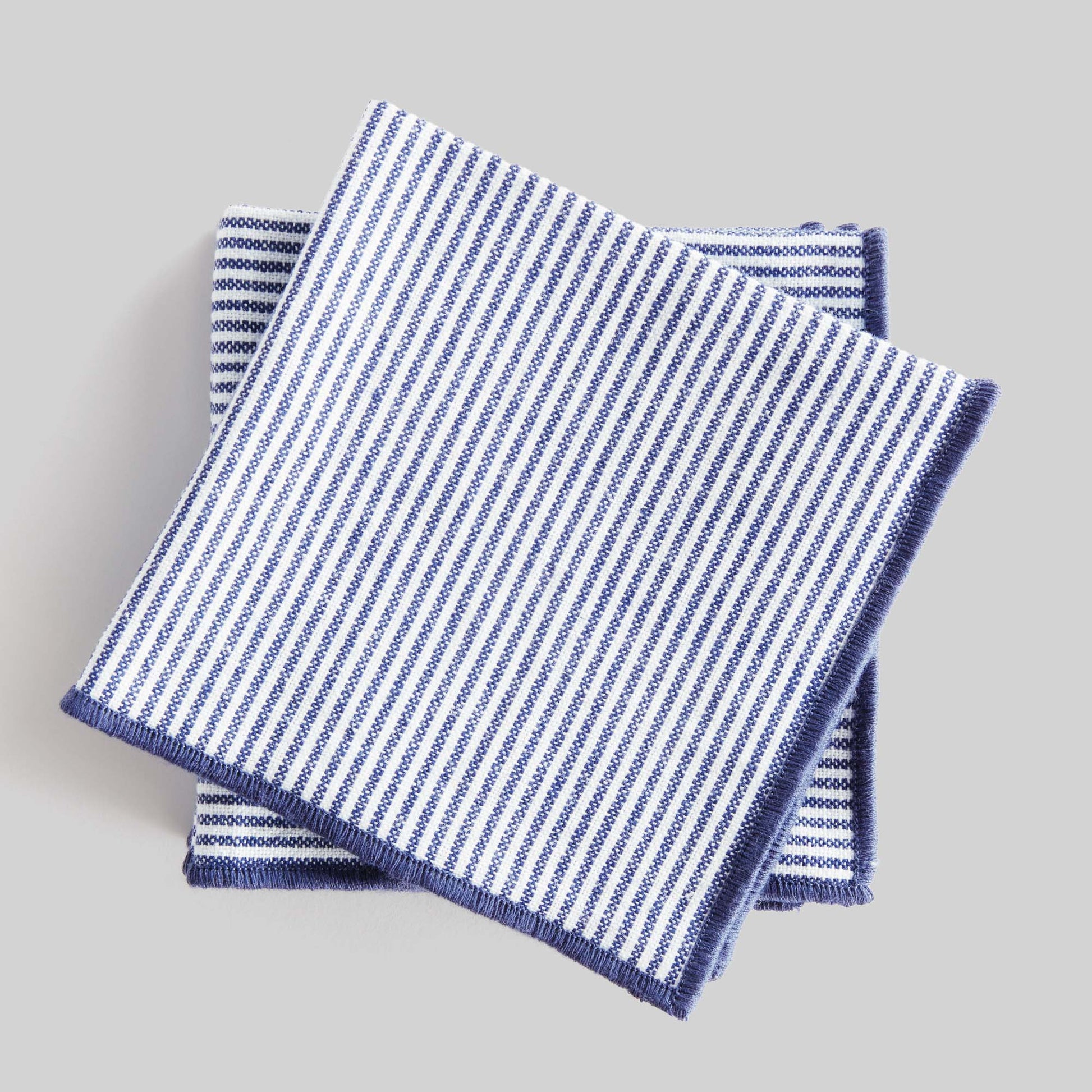Navy blue and white pinstripe cotton cocktail napkins (set of 4) - stylish home accent (Image4).
