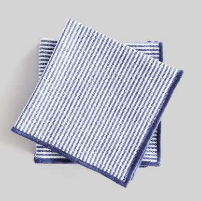 Navy blue and white pinstripe cotton cocktail napkins (set of 4) - stylish home accent (Image4).