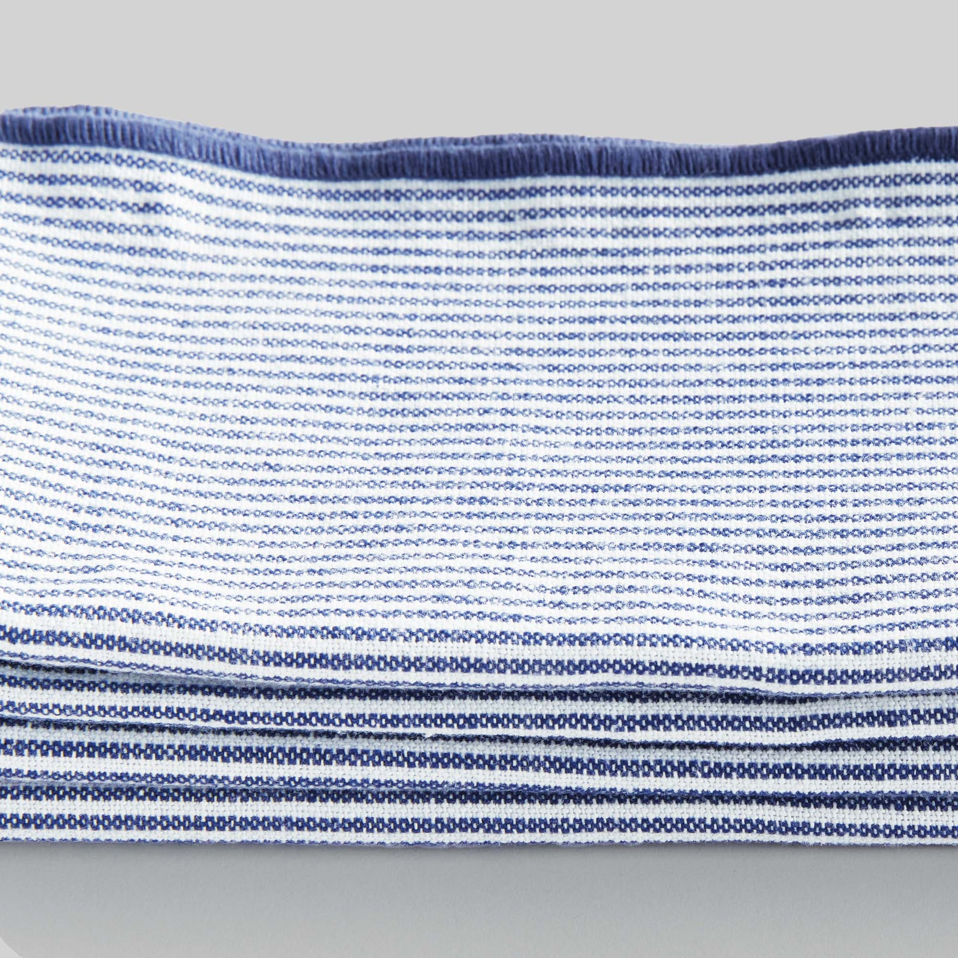Navy blue and white pinstripe cotton dinner napkins (set of 4) - stylish home accent (Image1).