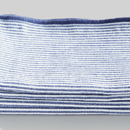 Navy blue and white pinstripe cotton dinner napkins (set of 4) - stylish home accent (Image1).