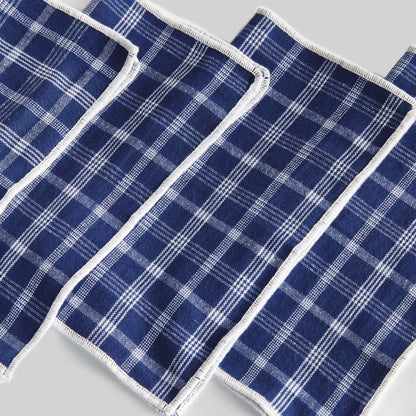 Navy blue plaid with white border cotton cocktail napkins (set of 4) - stylish home accent (Image2).