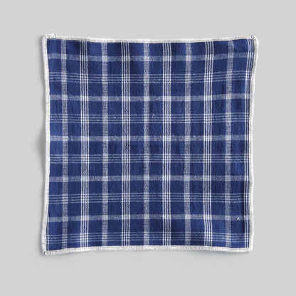 Navy blue plaid with white border cotton cocktail napkins (set of 4) - stylish home accent (Image3).