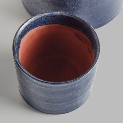 Navy crackle glaze terracotta cachepots (set of 3) - stylish home accent (Image3).