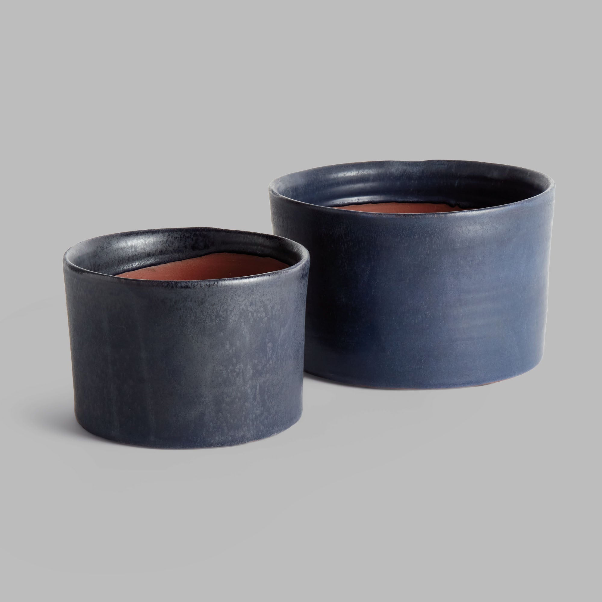 navy crackled terracotta cachepots (set of 2) | parker + gibbs