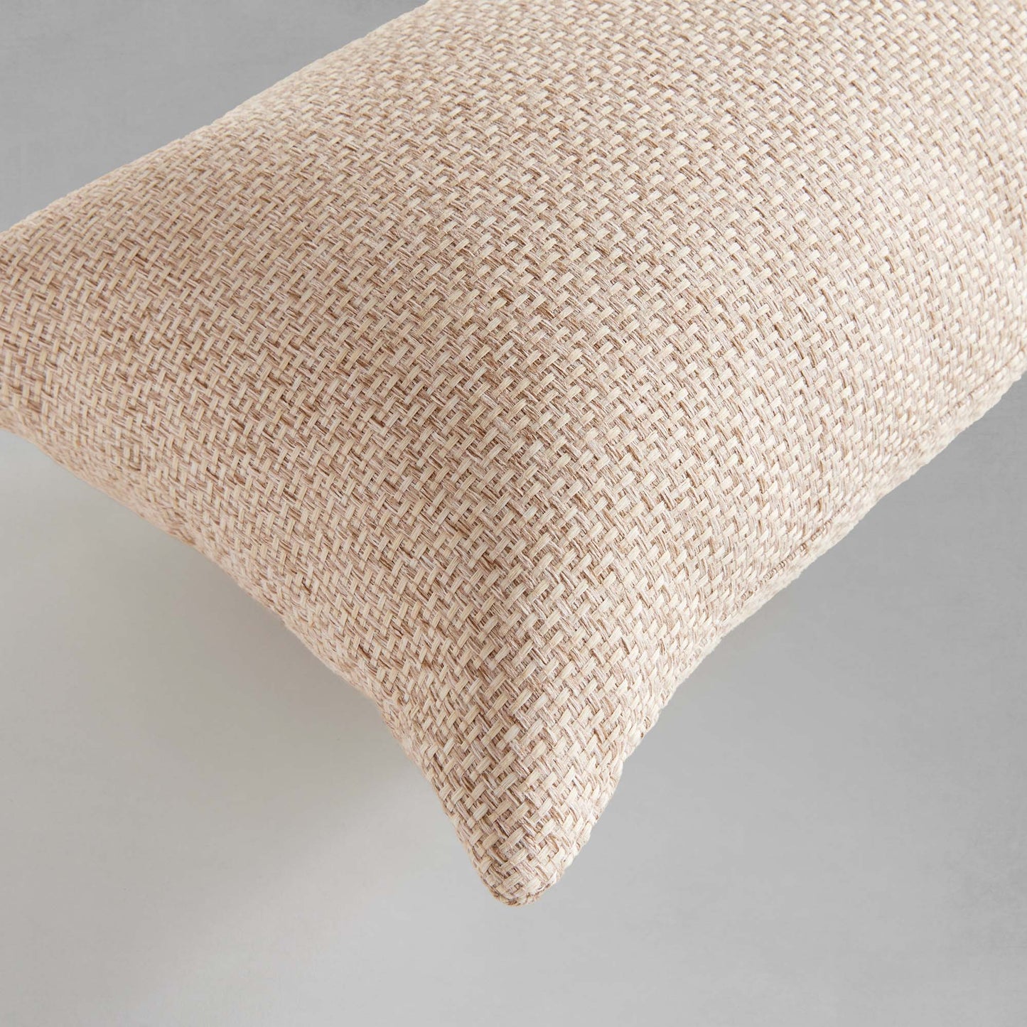 Oatmeal jacquard woven lumbar pillow for home decor and accessories.