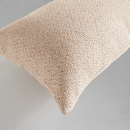 Oatmeal jacquard woven lumbar pillow for home decor and accessories.