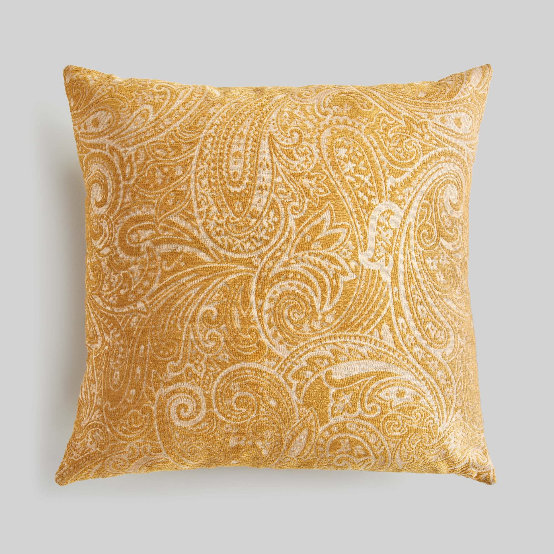 Ochre paisley square indoor-outdoor pillow 24 inch - stylish home accent (Image1).