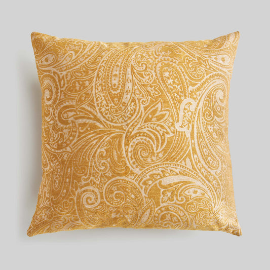 Ochre paisley square indoor-outdoor pillow 24 inch - stylish home accent (Image1).