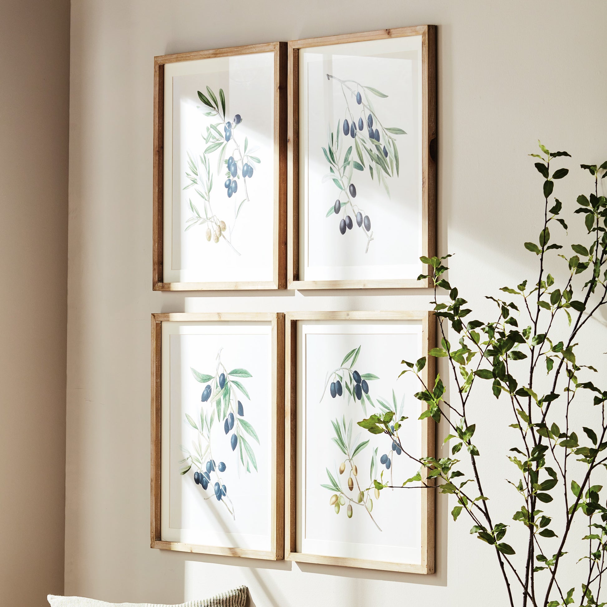Olive branch gallery wall (set of 4) - stylish home accent (Image4).