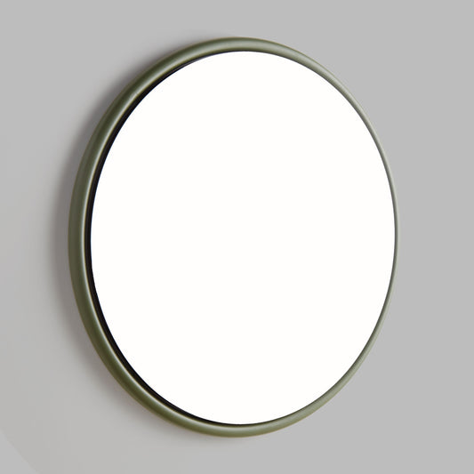 Olive green round beveled mirror 25 inch - stylish home accent (Image1).