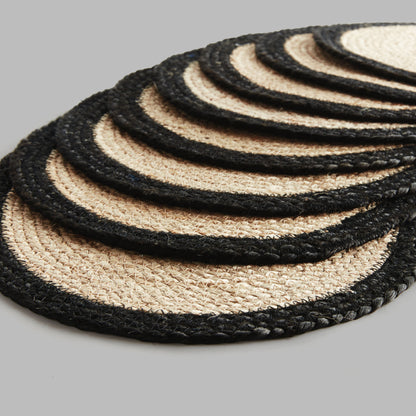 Oval jute placemats with black border (set of 8) - stylish home accent (Image2).