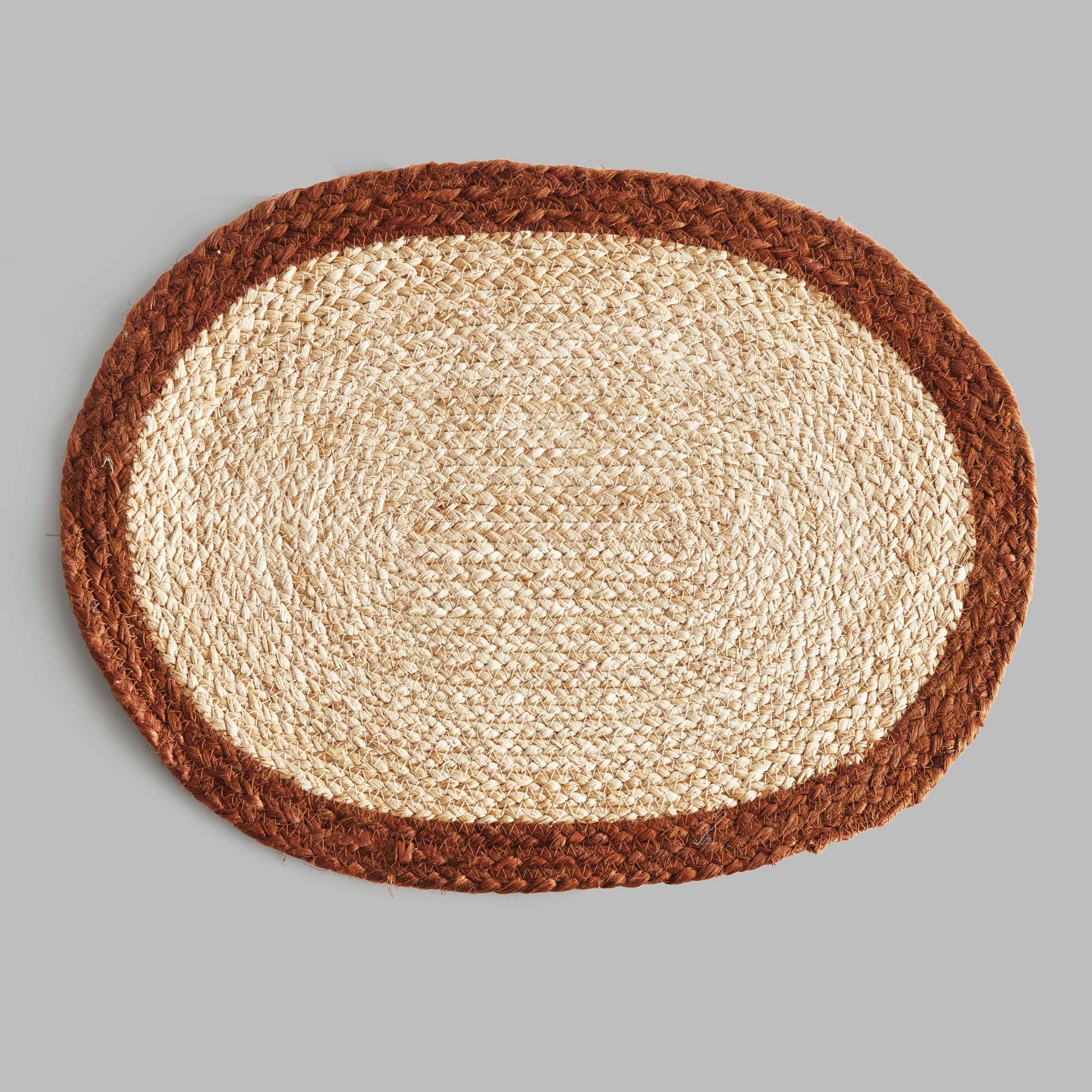 Oval jute placemats with brown border (set of 8) - stylish home accent (Image3).
