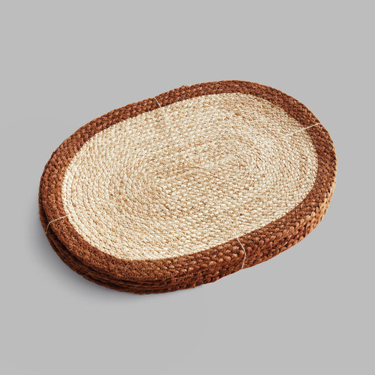 Oval jute placemats with brown border (set of 8) - stylish home accent (Image4).