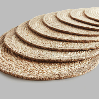 Oval jute placemats with taupe border (set of 8) - stylish home accent (Image2).