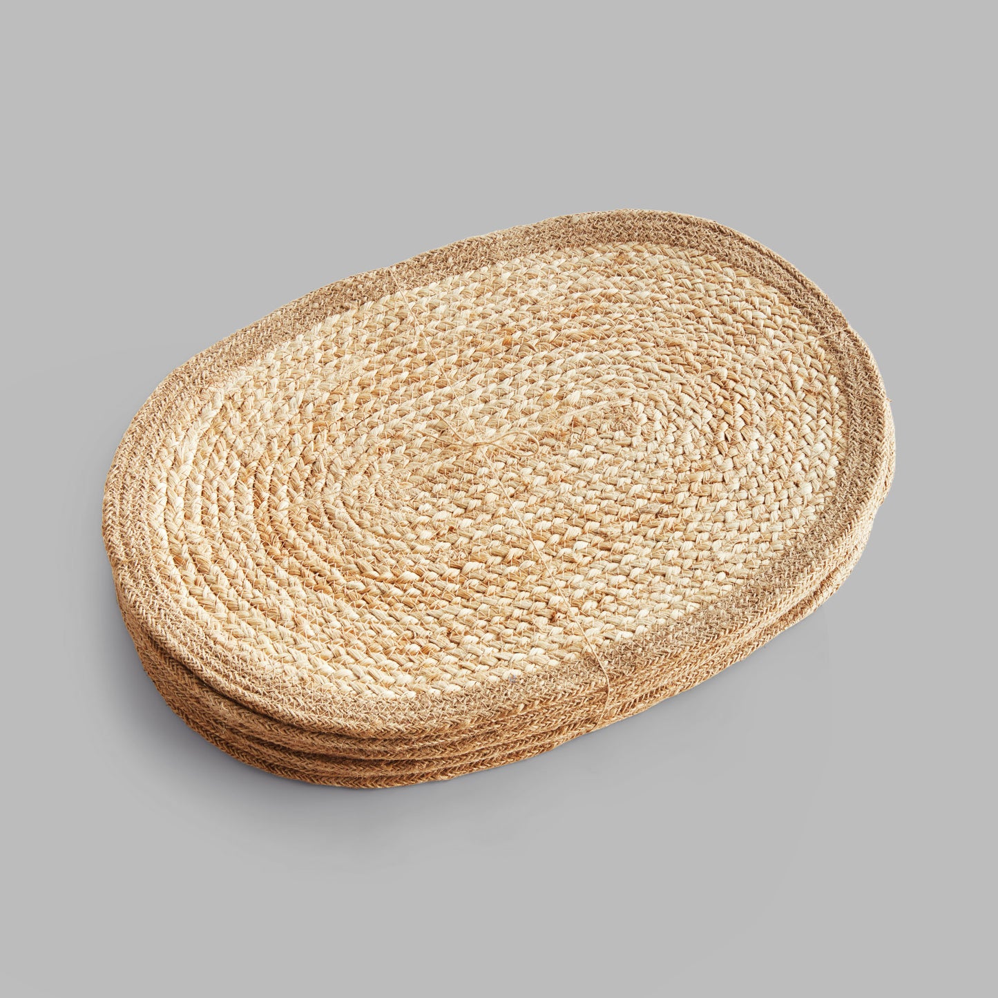 Oval jute placemats with taupe border (set of 8) - stylish home accent (Image4).