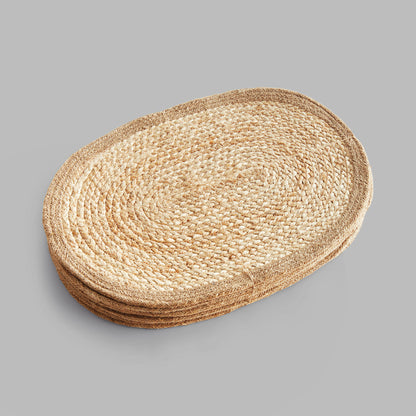 Oval jute placemats with taupe border (set of 8) - stylish home accent (Image4).