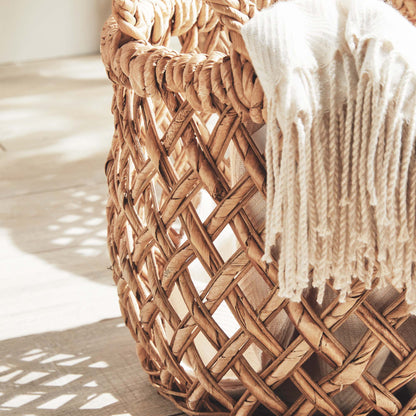 Oval woven banana leaf baskets with handles (set of 2) - stylish home accent (Image5).