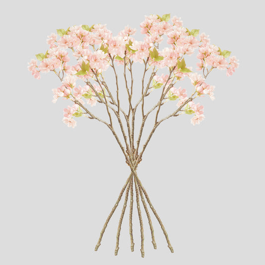 Pink faux cherry blossom stems (set of 6) - stylish home accent (Image2).