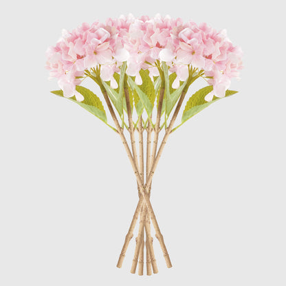Pink faux hydrangea stems (set of 6) - stylish home accent (Image4).
