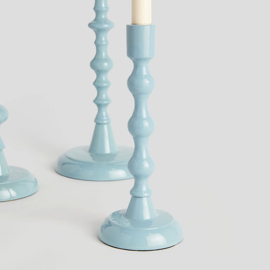 Prussian blue enamel taper holders (set of 3) - stylish home accent (Image2).