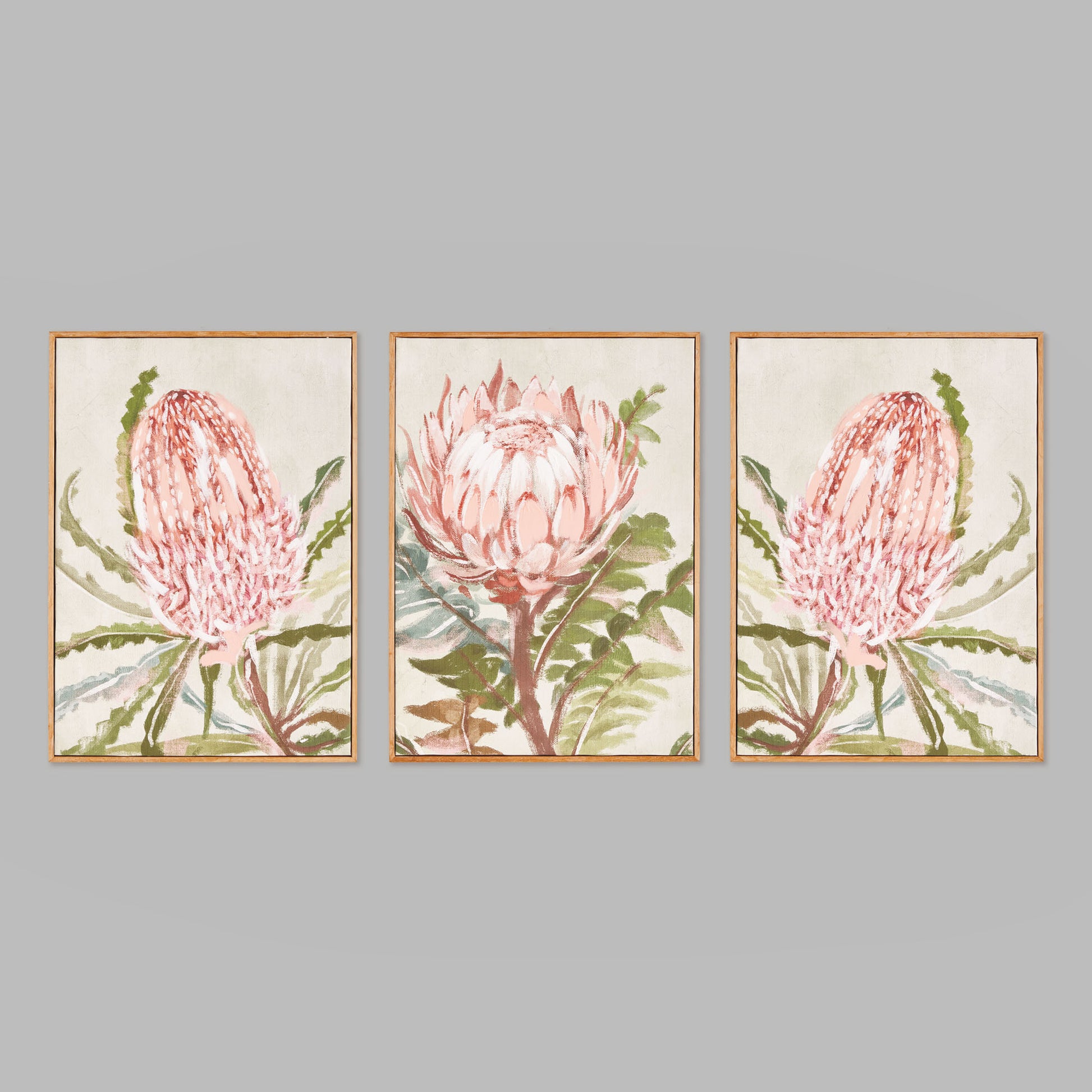Queen protea botanical print triptych (set of 3) - stylish home accent (Image3).