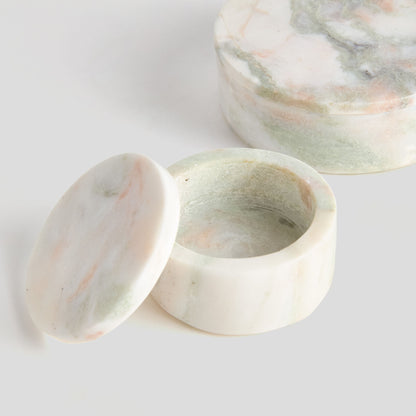 Round green marble lidded boxes (set of 2) - stylish home accent (Image3).