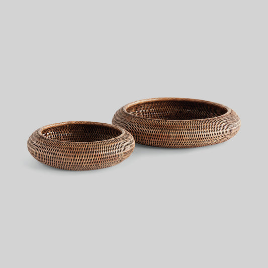 Round rattan decorative bowls (set of 2) - stylish home accent (Image1).