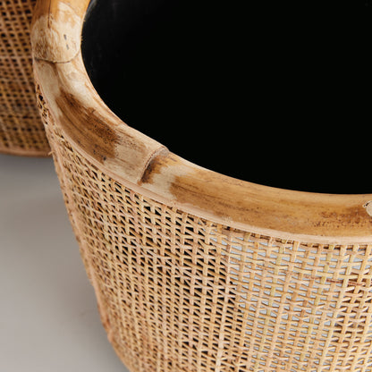 Round rattan planters (set of 2) - stylish home accent (Image2).