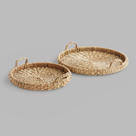 Round rattan trays with handles (set of 2) - stylish home accent (Image7).