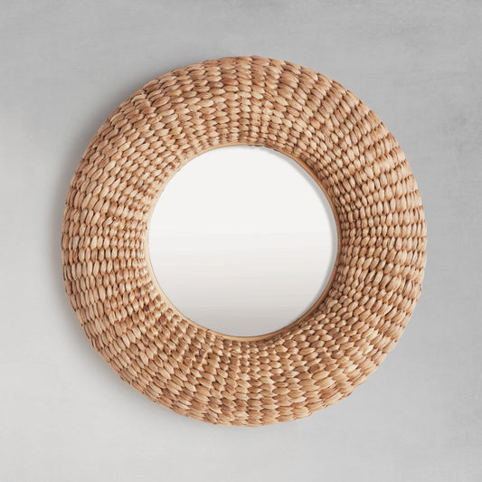 Round water hyacinth mirror 25.5 inch - stylish home accent (Image1).