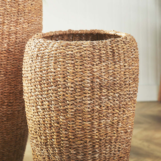 Seagrass tall round planters (set of 2) - stylish home accent (Image2).