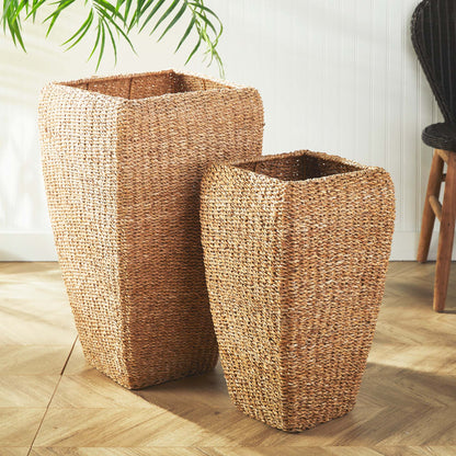 Seagrass tall square planters (set of 2) - stylish home accent (Image2).