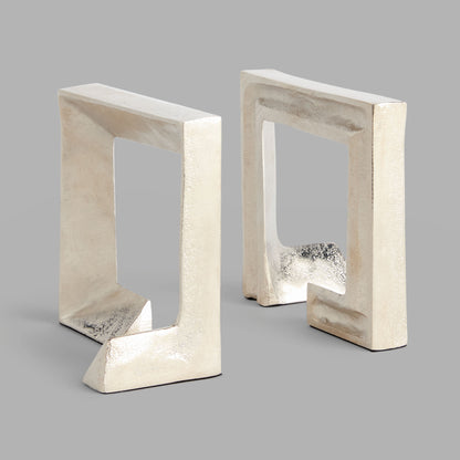 Silver cast aluminum bookends (set of 2) - stylish home accent (Image1).