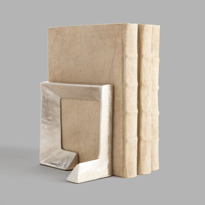 Silver cast aluminum bookends (set of 2) - stylish home accent (Image2).
